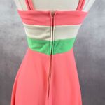 Vintage 70s Halter Maxi Dress Size Small Colorblock Disco Mod Summer Handmade Pink Photo 9
