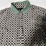 J.Crew 100% Silk Button Front
Blouse Whimsical Blue Green
Gold Size 8 Photo 3