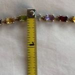 Vintage ADI Sterling Silver Thailand Multi Gemstone Link Bracelet 7” Gold Photo 6