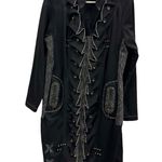 Nexx Black Gray Zip Up Midi Dress Coat with Pockets Imported 46 or Womens Large Photo 10