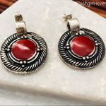 Chico's Chico’s Earrings Red Enameled Silver-tone Post Photo 1