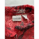 Chico's  Red Floral Women's Top 2 L Large Photo 2
