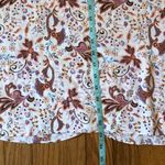 Nine Britton  NWT Women's Cream Brown Floral Short Sleeve Blouse Size M Photo 4