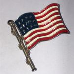 Patriotic Silver Tone American Flag Vintage Pin Red Photo 2