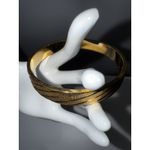 Monet  Vintage Bracelet Brushed Gold Textured Linked Signed‎ 1980s 7.5" Photo 2