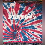 Playboy Logo Red and Blue Tie-Dye Cropped Tee Shirt Short Sleeve Fourth Of July Photo 1