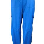 superdown  Women's Blue High Waisted Ruched Straight Leg Trousers Pants Size M Photo 2