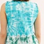 Free People  Teal Waters Tie Dye Boho Sleeveless Peplum Anytime Tank Top Shirt Photo 1