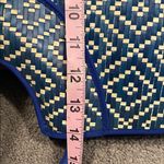 Blue and Cream Geometric Beach Summer Woven Tote Bag NWT Photo 8