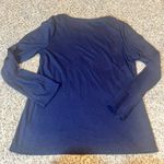 Talbots  Womens Navy Blue Embroidered Floral Long Sleeve T Shirt Top Size M Photo 4