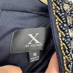 XScape X by  Blue Beaded Collar Formal Mini Dress Women 16 Babydoll Cold Shoulder Photo 10