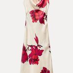 ZARA  dress maxi satin cowl plunge neck floral boho wedding evening party bodycon  Photo 8