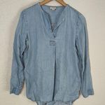 J. Jill Tencel Chambray Blue Long Sleeve Shirt Nautical Coastal Vacation Resort Size XS Photo 0