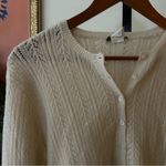 J.Crew Vintage Wool Pointelle Henley Buttons Knit Sweater Cream White Size M Photo 1