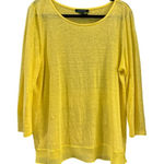 Ralph Lauren Lauren  Womens Yellow Linen Tunic Top Size Large Long Sleeve Bright Photo 0