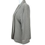 Notations NEW  Womens Geometric Open Front Blazer Jacket M Black Beige Business Photo 2
