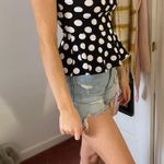 Black With White Polka Dot Peplum Top Size XS Photo 3