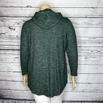 Joan Vass Woman NWOT Size 1X Green & White Rayon Knit Hooded Top Sweatshirt Photo 4