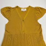 Ba&sh  Adana Pointelle Babydoll Cap Sleeve Knit Dress Mustard Yellow Lined Size 2 Photo 11