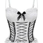 Women's Goth Sleeveless Lace Up Cami Bow Lace Trim Punk Corset Top Sz L Photo 0