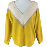 Frnch Paris Chevron Colorblock Sweater S Yellow White Soft Knit Slouchy Photo 0