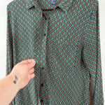 Forever 21 Women's Button Up Blouse Geometric Print Long Sleeve Top Size Large Photo 4