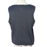Cottagecore Ramie Knit Vest Floral Embroidered Button Front Bentley Womens M Black Size M Photo 2