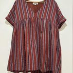 Listicle Boho Striped Print Babyboll Tunic Dress Photo 1