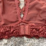 Free People Coral Rust Orange Galloon Lace Plunge V Neck Halter Dainty Bralette Photo 7