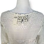 Anthropologie James Coviello Janice Top Cream Crotchet Knit Open Weave Scoopneck Photo 5