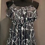 Womens tiered black and white tankini swim top size large Photo 0