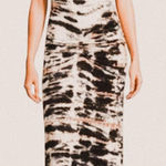 Young Fabulous and Broke YBF Hampton Brown Ruched Tie-Dye Maxi Dress Size Medium boho y2k Photo 0