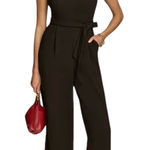 Donna Karan NWT New York Women's Mock-Neck Belted Jumpsuit Bk 6 Photo 0