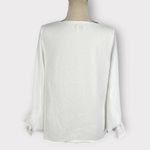 CHAUS NEW YORK  Women's Med White Long Sheer Sleeves Chiffon V-Neck Blouse Photo 2