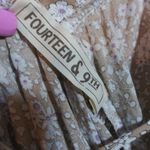 Fourteen & 9th  Floral Tan Floral Blouse with Flutter Sleeves Boho Prairie Size M Photo 4