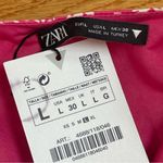 ZARA  Floral Corset Bodysuit Pink & White thin streps sleeveless Sz L Photo 12