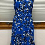 CAbi  #5576 Untamed Electric Blue Floral Sleeveless Ruffle Shark Hem Dress Photo 2