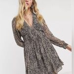 All Saints Kiana Patch Animal Print Long Sleeve Mini Dress Size Medium Photo 0