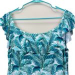 Tommy Bahama  Teal Floral Amongst Fronds Off Shoulder UPF Dress Pockets LARGE Photo 2