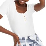 J.Crew Top Scoop Neck Rib Henley Tee X-Small White Photo 5