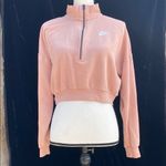 Nike Pink 1/4 Zip Cropped Long Sleeve Crop Sweater Size Small Photo 2