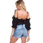For Love & Lemons Anabelle Eyelet Crop Top Women's XS in Black Photo 1