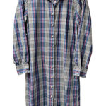 Pringle Long Sleeve Collared Midi Dress Button Up Shirtdress Plaid US 8 Blue Photo 0