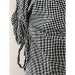 Style Addict Gingham Mini Wrap Dress Puff Sleeve V Photo 4