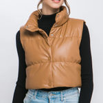 Tan Puffer Vest for Women Size XS Photo 0