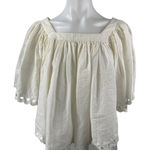 Ella Moss  Women's White Half Sleeve Embroidered Eyelet Peasant Blouse Top Size M Photo 0