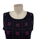 Alice + Olivia Dani Sweater Dress Dropwaist Pleat Knit Check Black Purple Medium Photo 2