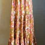 House of Harlow 1960 Floral Maxi Dress Tie Front Orange Pink M boho whimsi linen Size M Photo 0