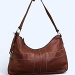 FOSSIL Vintage Y2K Brown leather baguette shoulder hobo hand bag purse boho satchel cargo pockets #grunge #whimsygoth #preppy #officesiren Photo 0