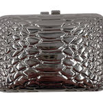 NEW MMS Design Studio Hard Shell Silver Metallic Clutch Mini Purse Chain Strap Photo 0